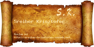 Sreiber Krisztofer névjegykártya